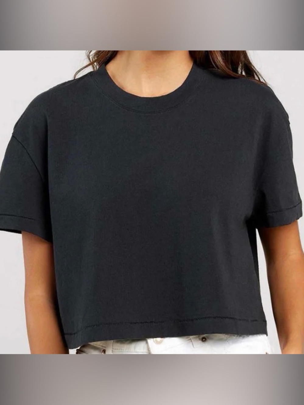 nuuds Black Cropped Crewneck Tee